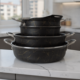 تابه گرانیتی 3 پارچه طرح ماربل دو دسته